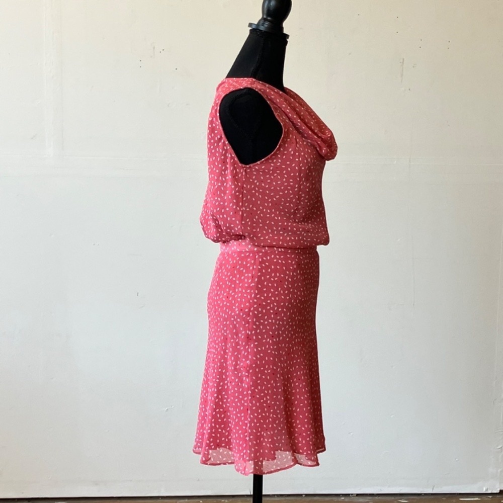 Women's Coral Pink Polka Midi Skirt — Flowy Feminine Silhouette